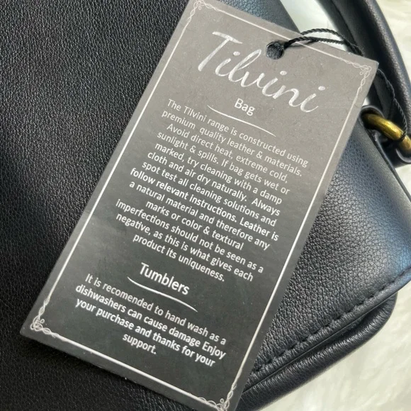 Tilvini Black Genuine Leather Insulated Wine Bag & Tumbler Set NWT - Picture 4 of 11